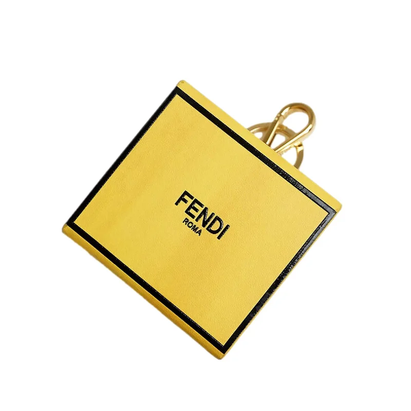 Fendi Roma Mini Box Yellow Leather Key Ring Charm