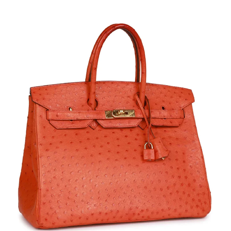 Hermes Birkin 35 Tangerine Ostrich Gold Hardware