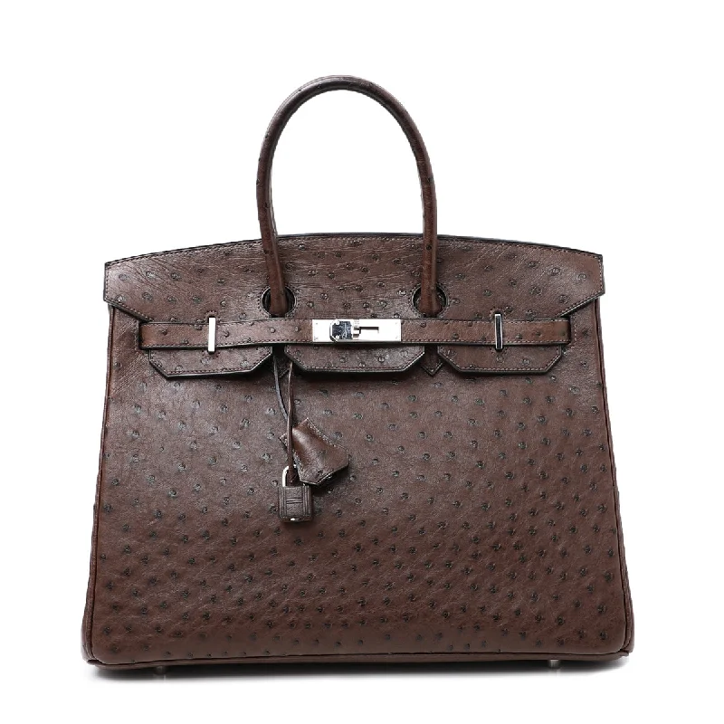 Hermes Chocolate Ostrich Birkin 35