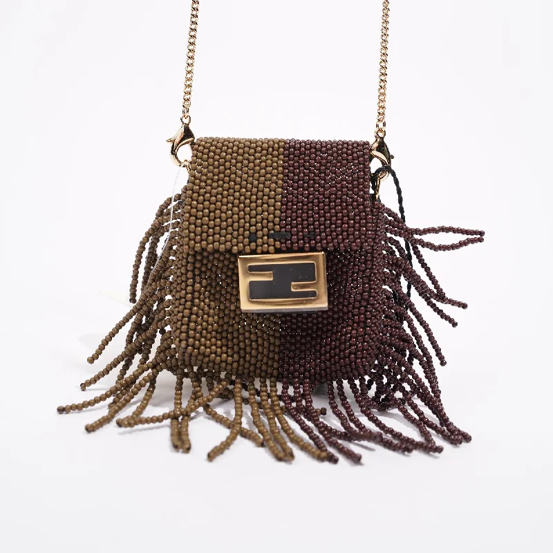 Fendi Pico Baguette Dark Brown / Soft Gold Mini