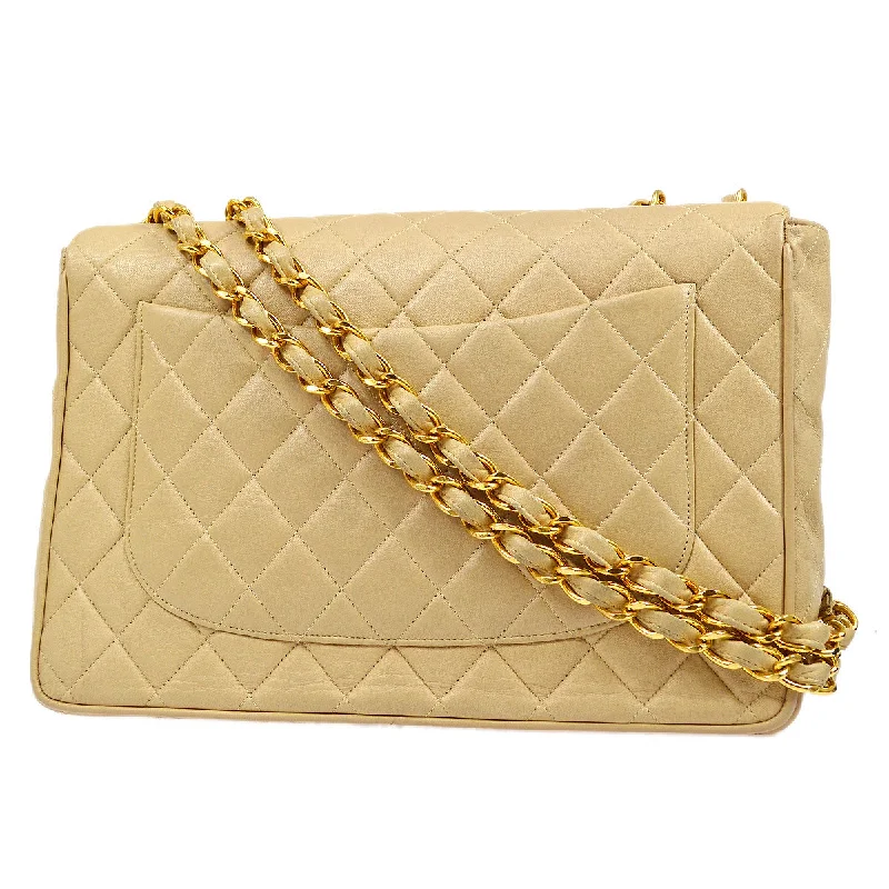 CHANEL 1994-1996 Beige Lambskin Classic Flap Jumbo