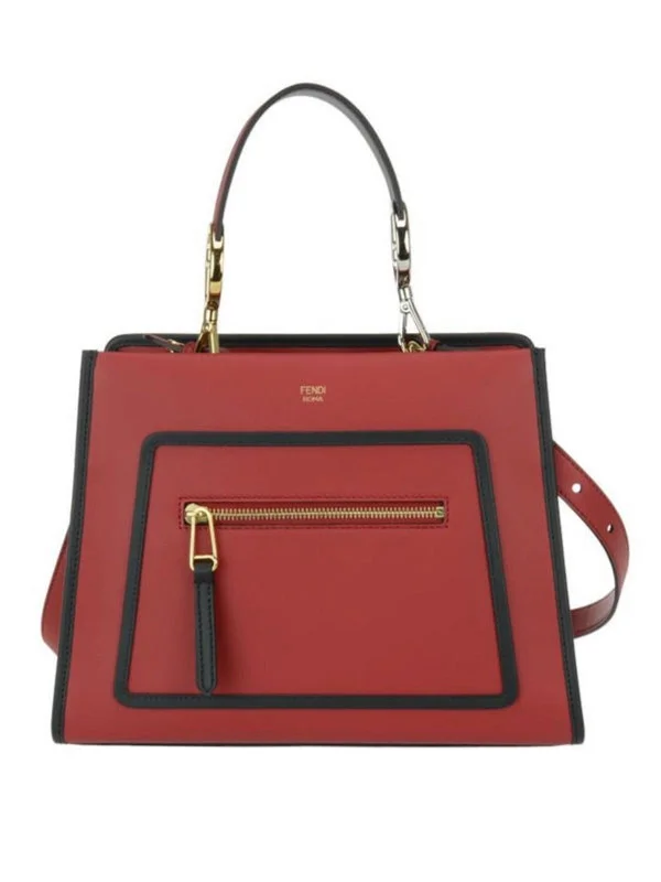 Fendi Runaway Red Calf Leather 2 Way Crossbody Tote Bag