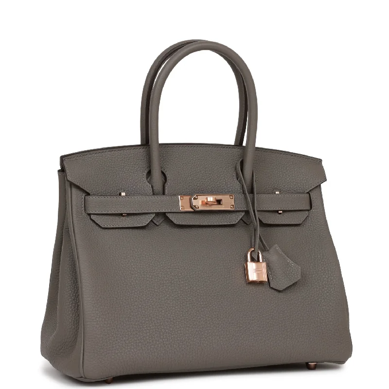 Hermes Birkin 30 Gris Meyer Togo Rose Gold Hardware