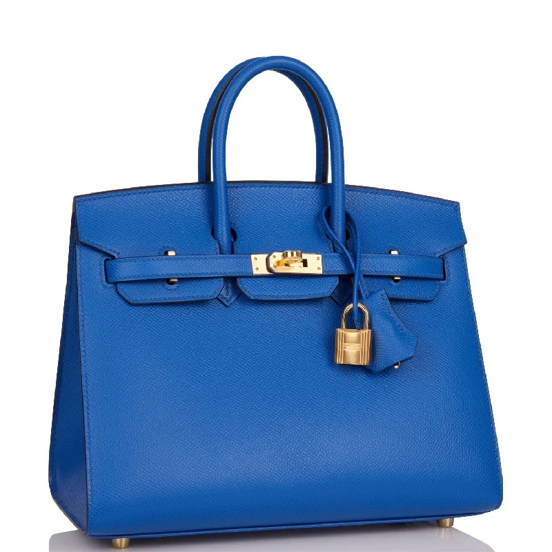 Hermes Birkin Sellier 25 Bleu France Epsom Gold Hardware