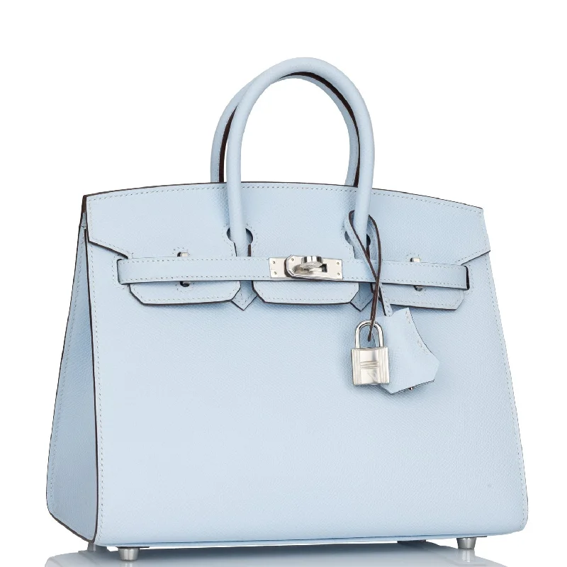 Hermes Birkin Sellier 25 Bleu Brume Epsom Palladium Hardware