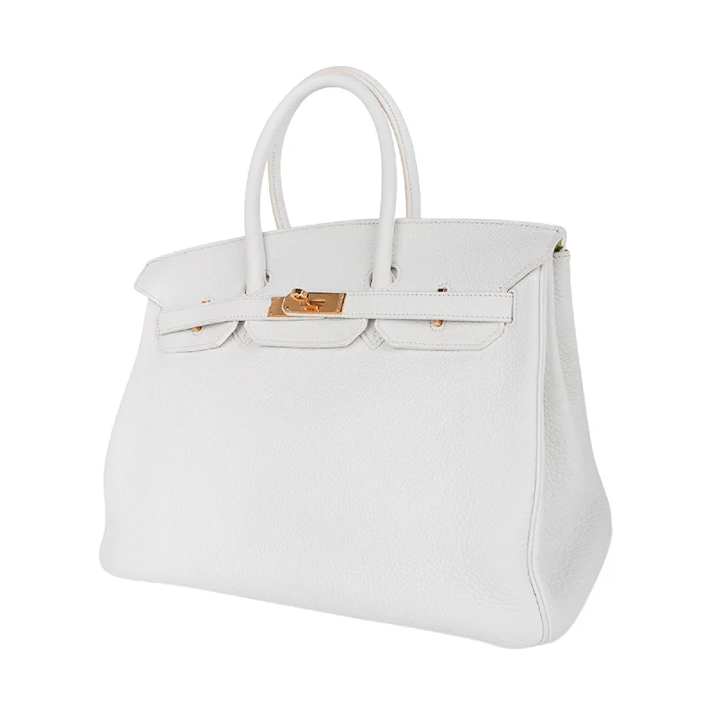 Hermes Birkin HSS 35 Bag White / Kiwi Gold Hardware Clemence Leather New