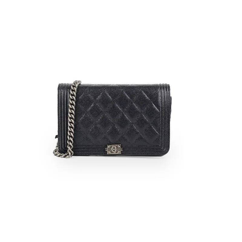 Chanel Boy Caviar Black Wallet On Chain WOC