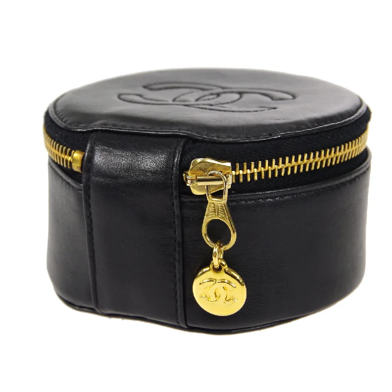 CHANEL 1994-1996 Timeless Jewelry Case Black Lambskin