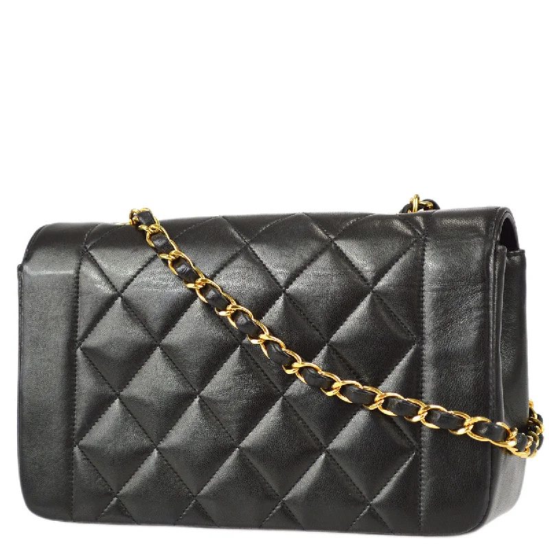 Chanel 1994-1996 Black Lambskin Medium Diana Flap Bag