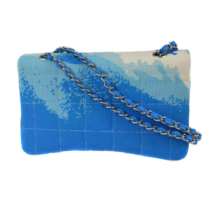 Chanel 2002 Surf Line Flap Shoulder Bag Medium Blue