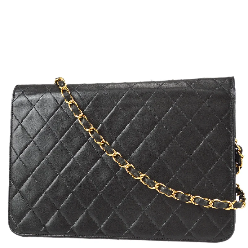 Chanel 1997-1999 Classic Single Flap Medium Shoulder Bag Black Lambskin