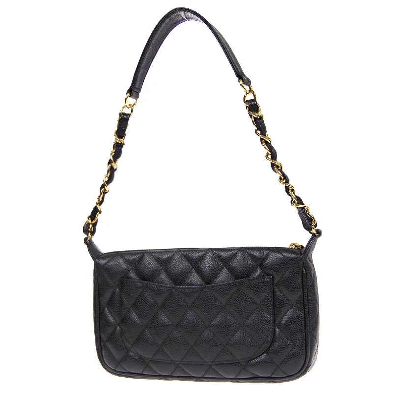 CHANEL 2001-2003 Shoulder Bag Black Caviar