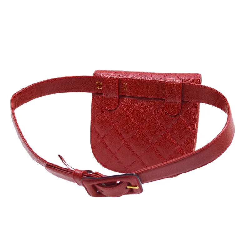 CHANEL 1996-1997 Red Caviar Round Belt Bag #75