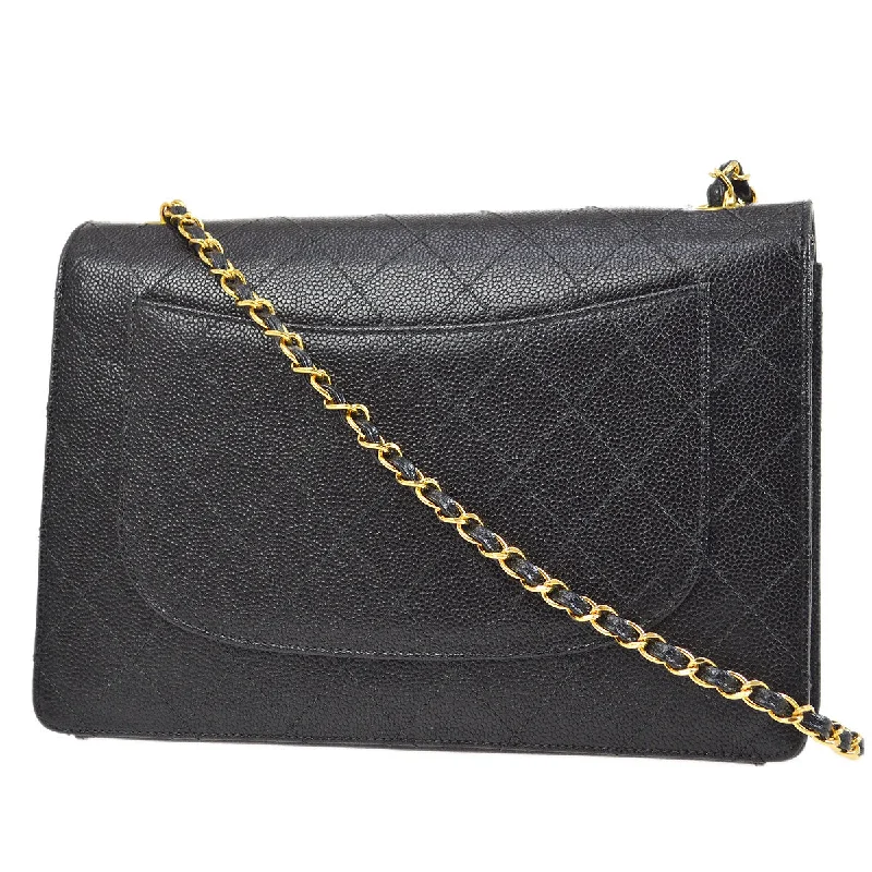 CHANEL 1998 Classic Flap Sellier Jumbo Black Caviar