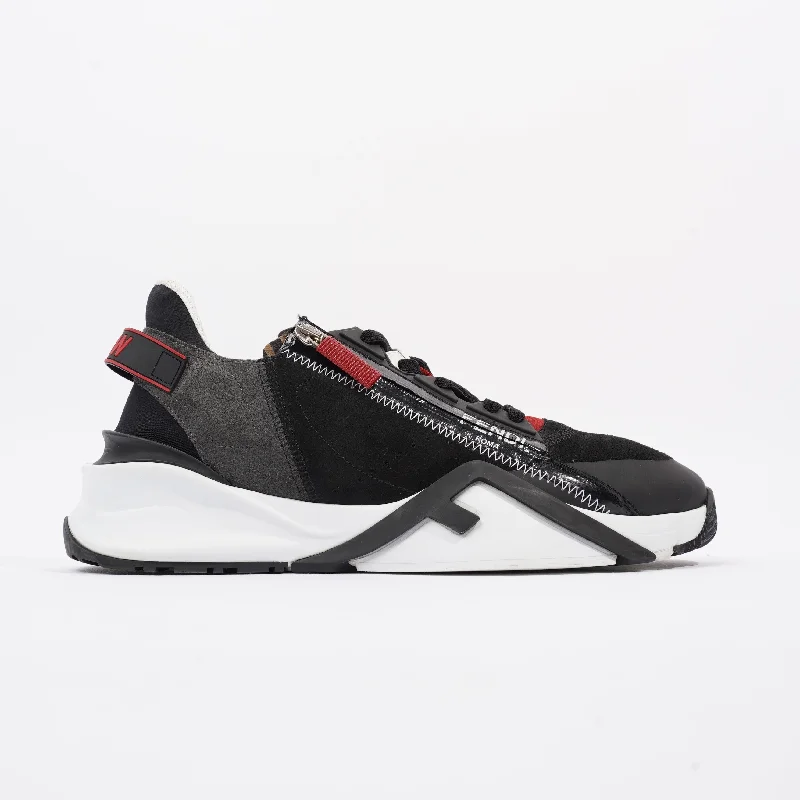 Fendi Flow Black / White / Red Suede EU 42.5 UK 8.5