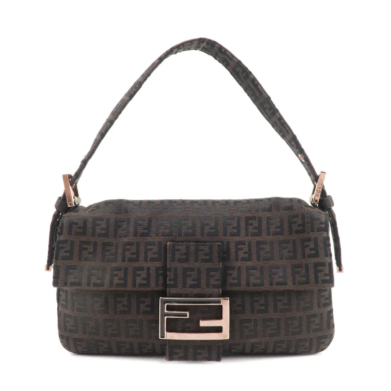 FENDI Mamma Baguette Zucchino Canvas Leather Bag 8BR000