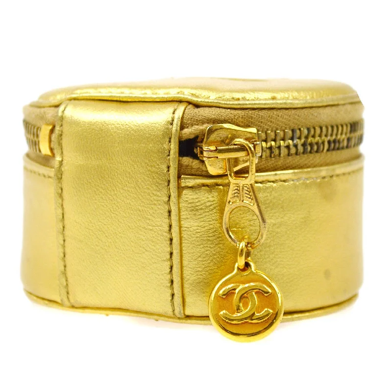 CHANEL 1994-1996 Timeless Jewelry Case Gold Lambskin