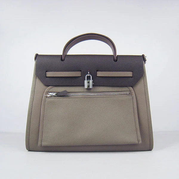 Hermes Herbag 60667 Ladies Cow Leather Grey