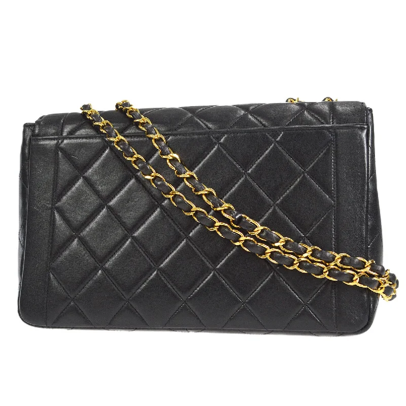 CHANEL 1994-1996 Border Flap Medium Black Lambskin