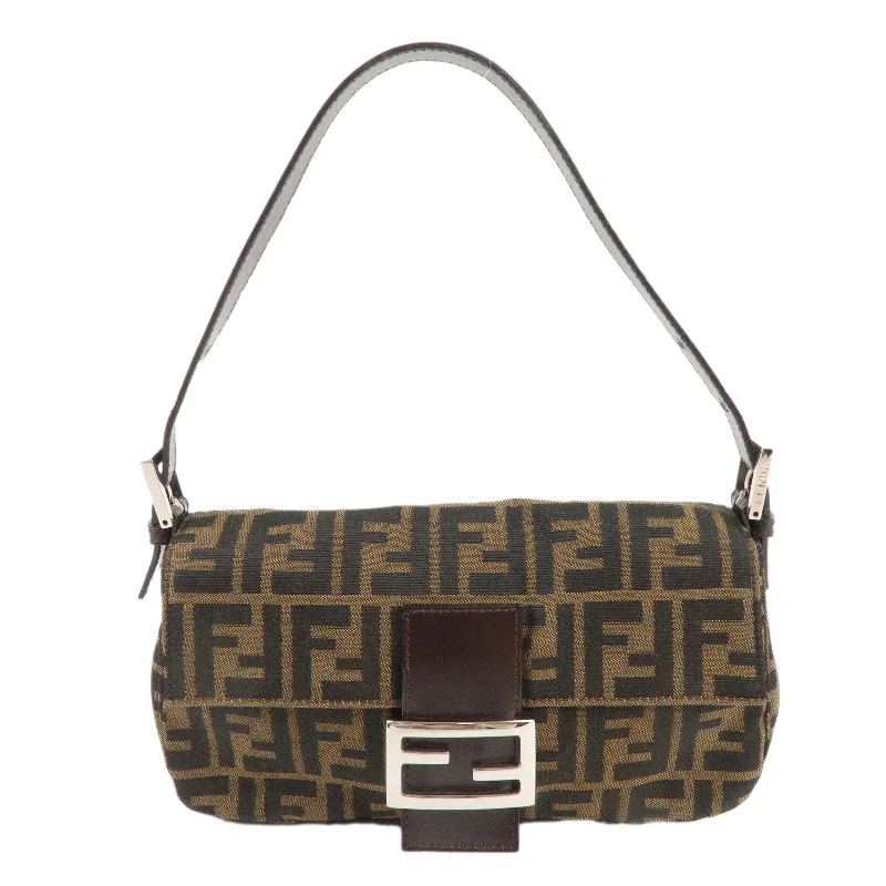 FENDI Mamma Baguette Zucca Canvas Leather Shoulder Bag 26424