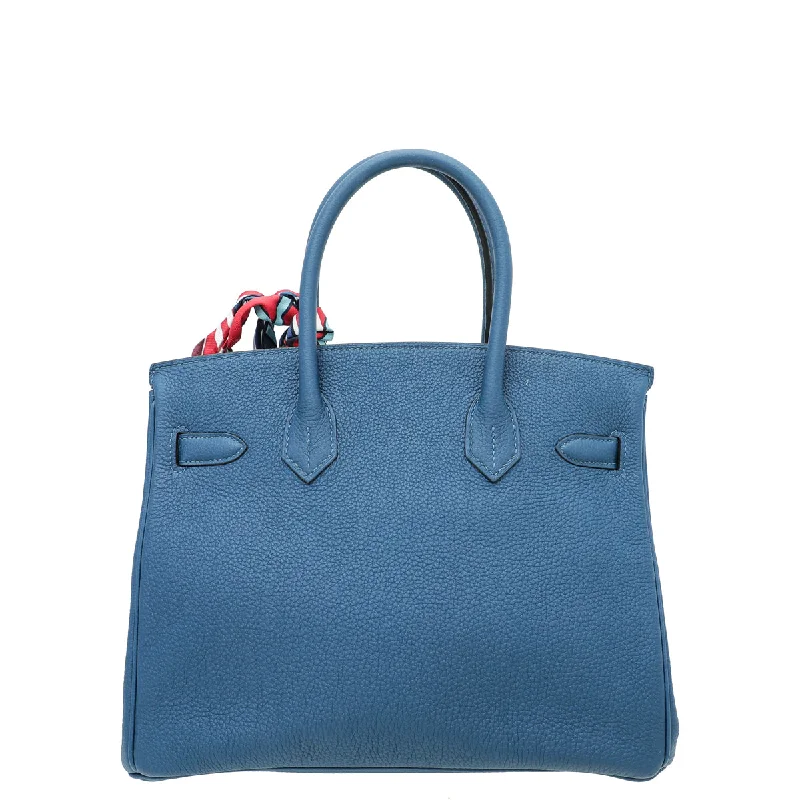 Hermes Blue De Galice Birkin 30 Bag w/Twilly