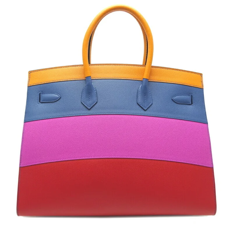 Hermes Birkin Serie 35 Rainbow Z Engraved Women's Handbag Vaux Epson Apricot / Blue Agate Magnolia x Palladium Hardware