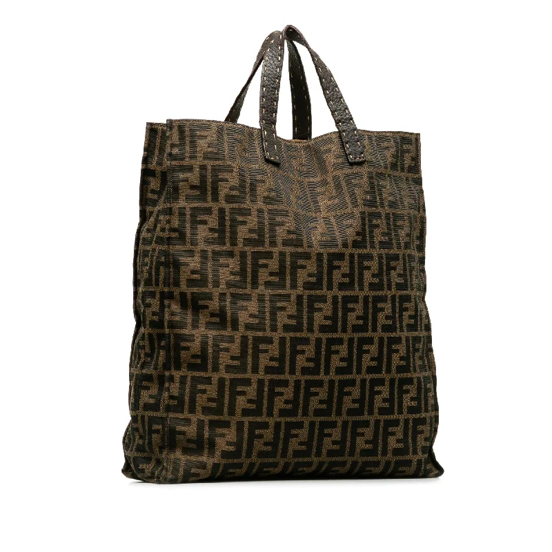 Fendi Selleria Trimmed Zucca Vertical Tote (SHG-AXod86)