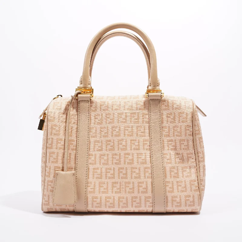 Fendi Womens Forever Bauletto Boston Bag Beige