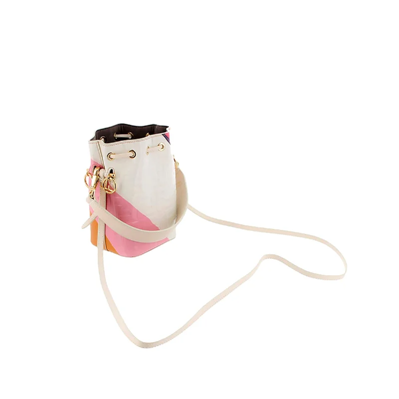 Fendi FF Embossed Striped Mini Mon Tresor Bucket Bag (SHG-ryQxMo)