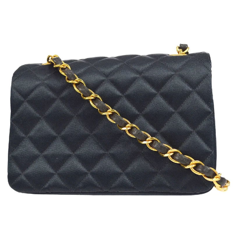 CHANEL 1994-1996 Circled CC Flap Mini Black Satin