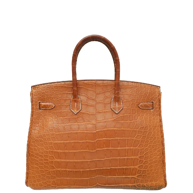 Hermes Fauve Matte Alligator Verso Birkin 35 Bag