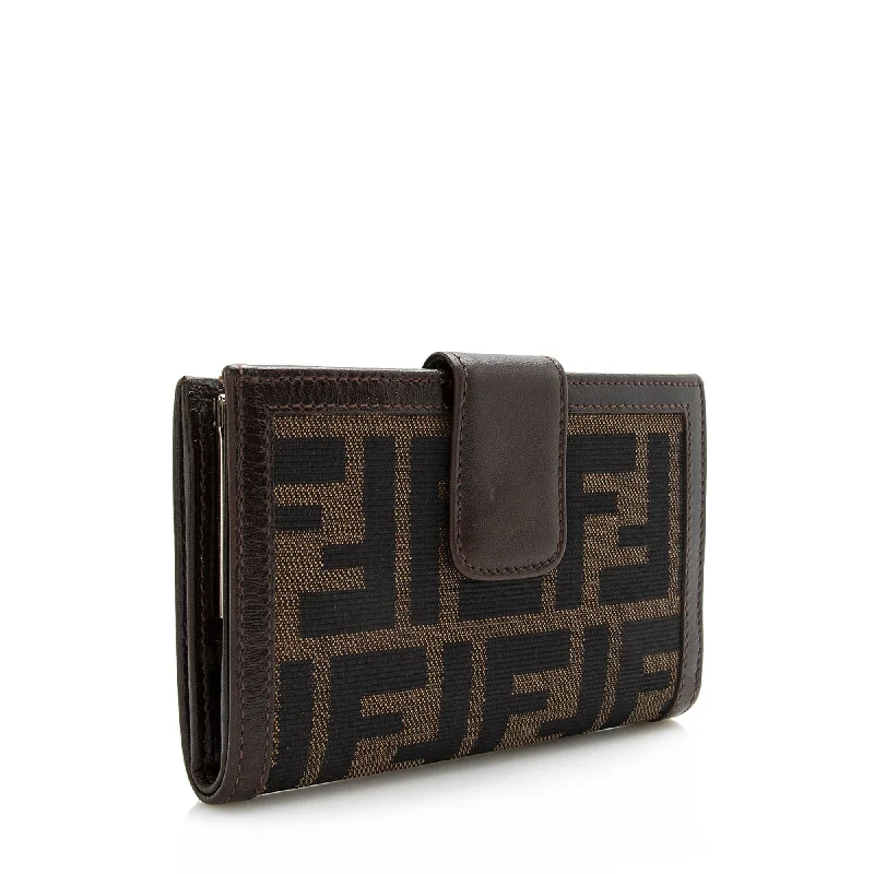 Fendi Vintage Zucca Bifold Kiss-Lock Compact Wallet (SHF-22375)