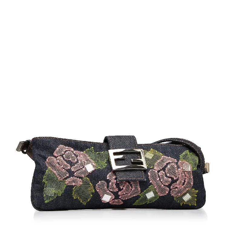 Fendi Embroidered Denim Baguette (SHG-5ryBUo)