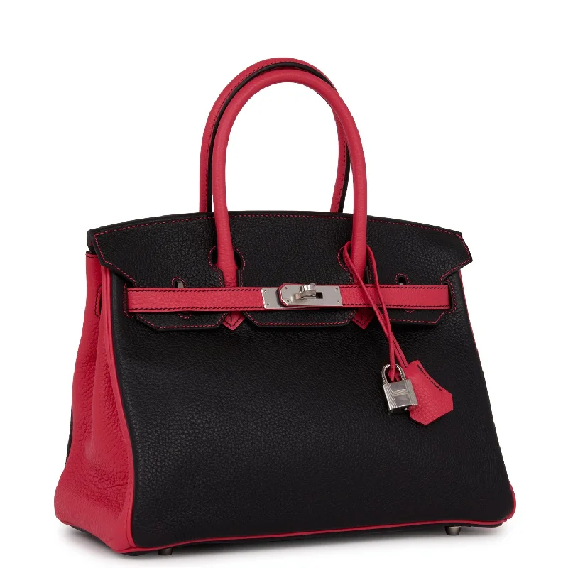 Hermes Special Order (HSS) Birkin 30 Black and Rose Extreme Clemence Palladium Hardware