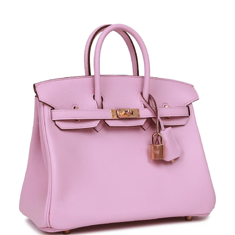 Hermes Birkin 25 Mauve Sylvestre Swift Rose Gold Hardware