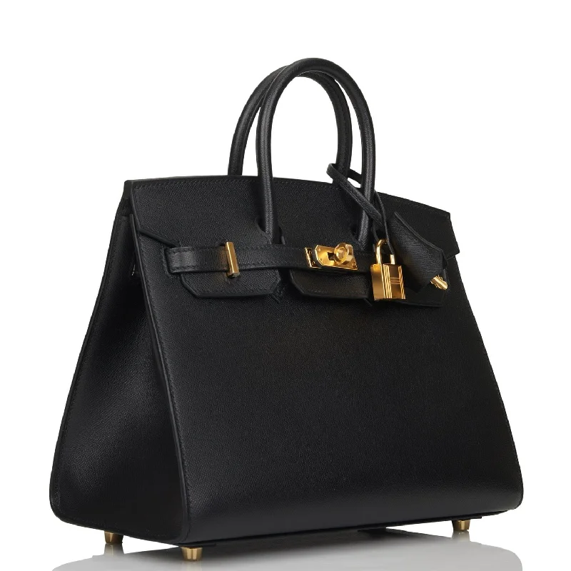 Hermes Birkin Sellier 25 Black Madame Gold Hardware