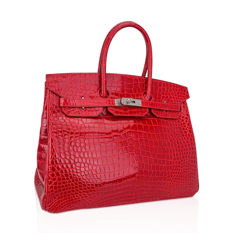 Hermes Birkin 35 Bag Braise Porosus Crocodile with Palladium Hardware