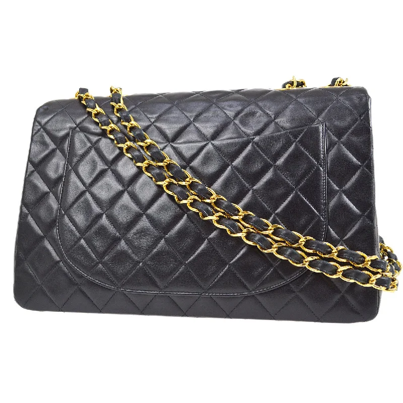 CHANEL 1995 Black Lambskin Classic Flap Maxi