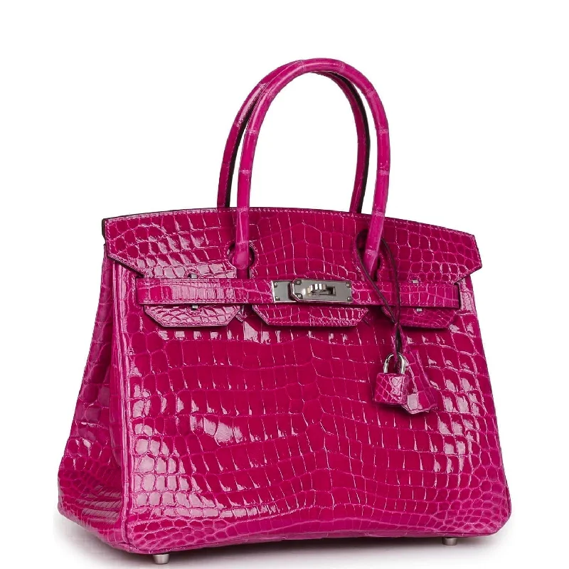 Hermes Birkin 30 Rose Pourpre Shiny Niloticus Crocodile Palladium Hardware