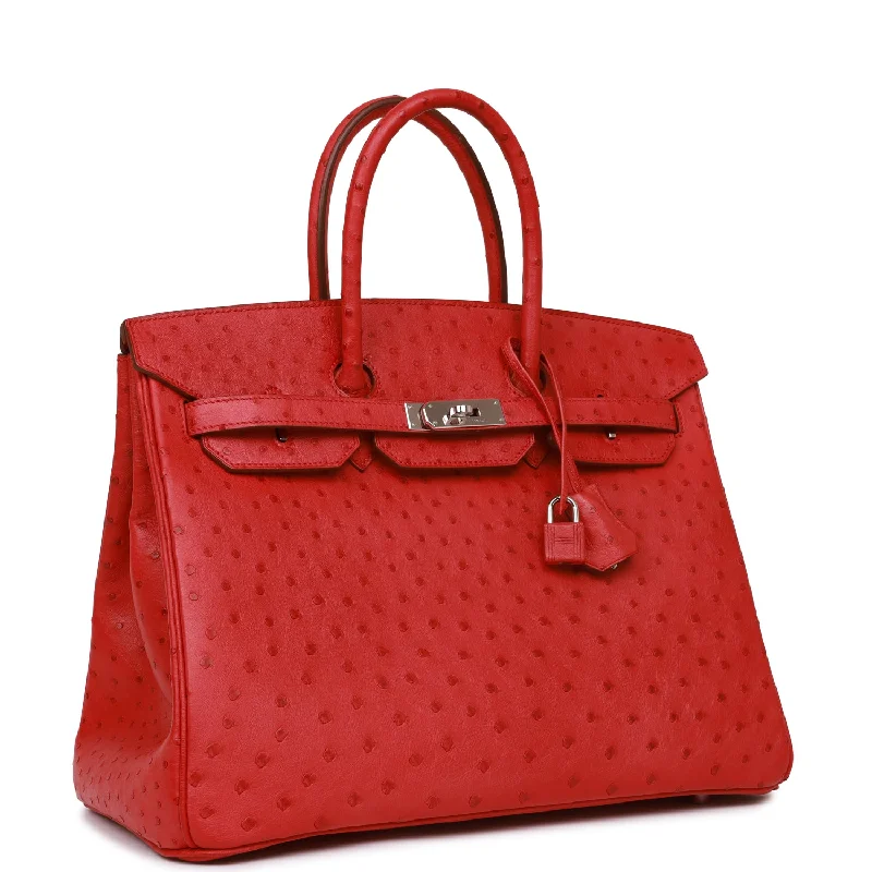 Hermes Birkin 35 Rouge Vif Ostrich Palladium Hardware