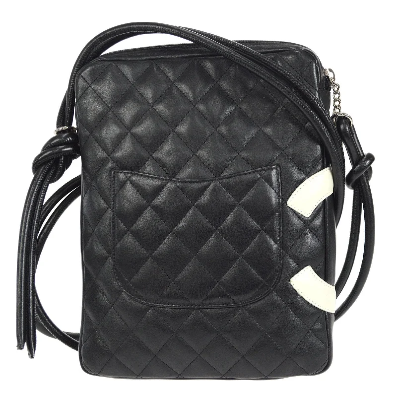 CHANEL 2004-2005 Cambon Ligne Shoulder Bag Black Calfskin