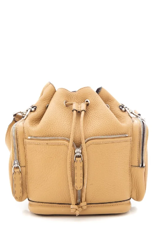 Fendi Mon Tresor Camel Leather Cross-Body Bucket