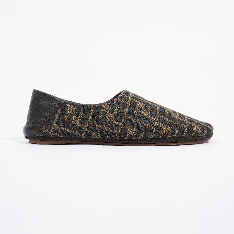 Fendi FF Logo Slippers Brown / Beige EU 38 / UK 5