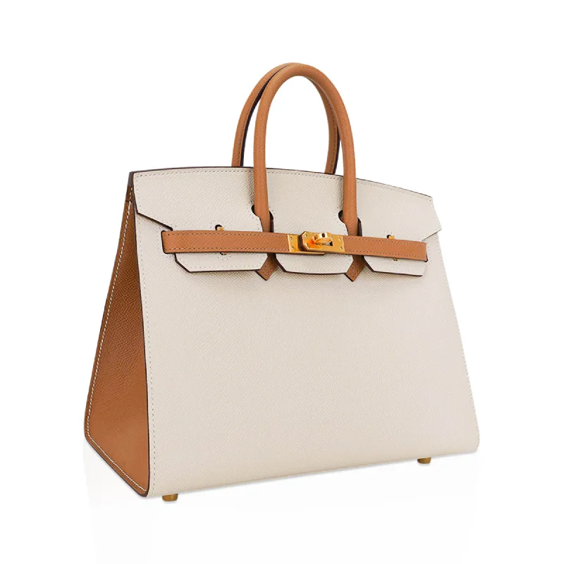 Hermes Special Order HSS Birkin 25 Sellier Craie and Sesame Gold Hardware Epsom Leather