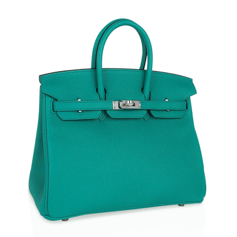 Hermes Verso Birkin 25 Bag Vert Verone & Rose Lipstick Novillo Leather with Palladium Hardware