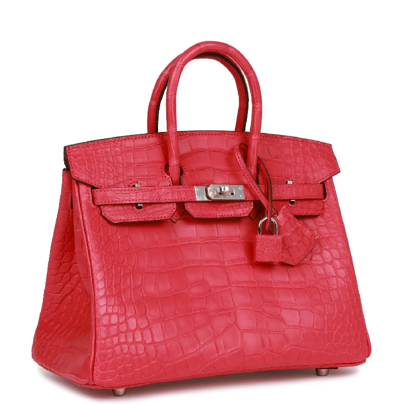 Hermes Birkin 25 Rose Extreme Matte Alligator Palladium Hardware