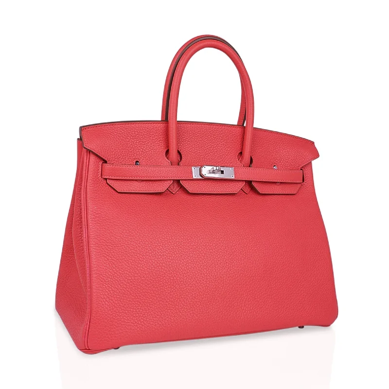 Hermes Birkin 35 Bag Rose Jaipur Clemence Leather with Palladium Hardware