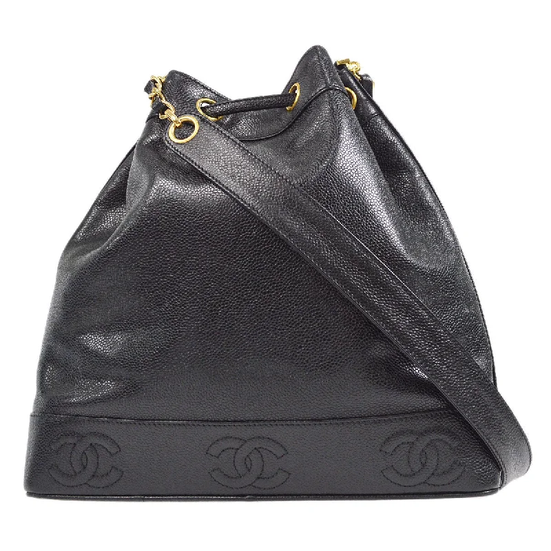 CHANEL 1994-1996 Triple CC Shoulder Bag Black Caviar