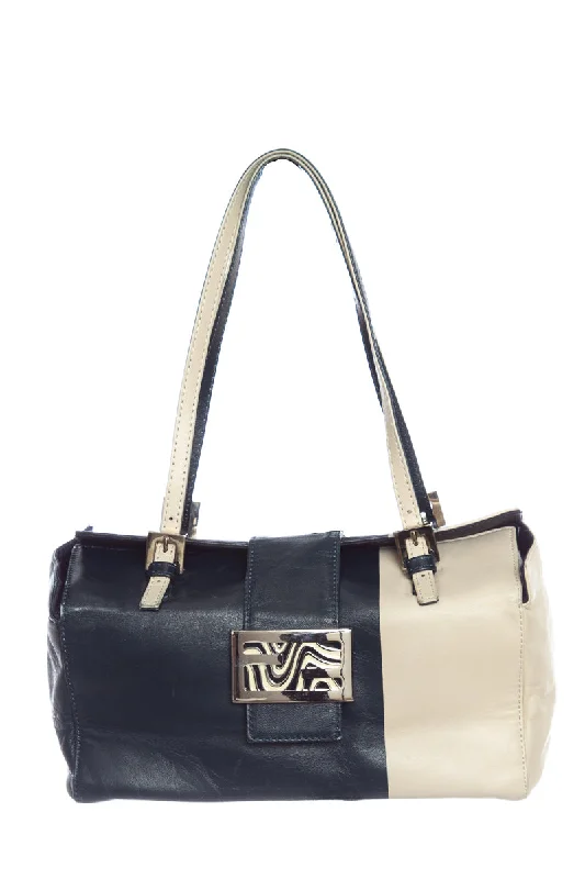 Fendi Navy and Natural Handbag