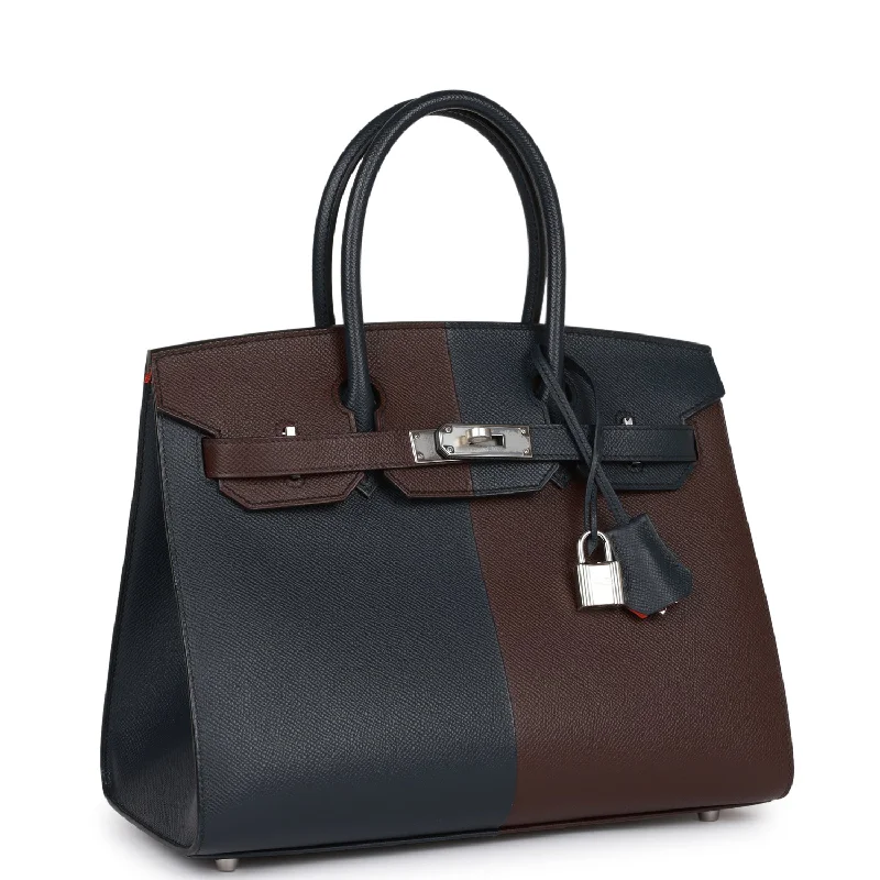 Hermes Casaque Birkin Sellier 30 Rouge Sellier and Bleu Indigo Epsom Palladium Hardware